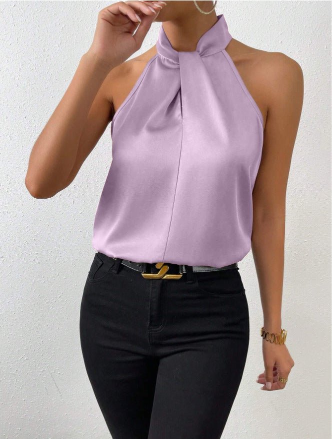 Parsha | Silk Knot Neck Top Lavender Purple