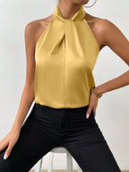 Parsha | Silk Knot Neck Top Yellow
