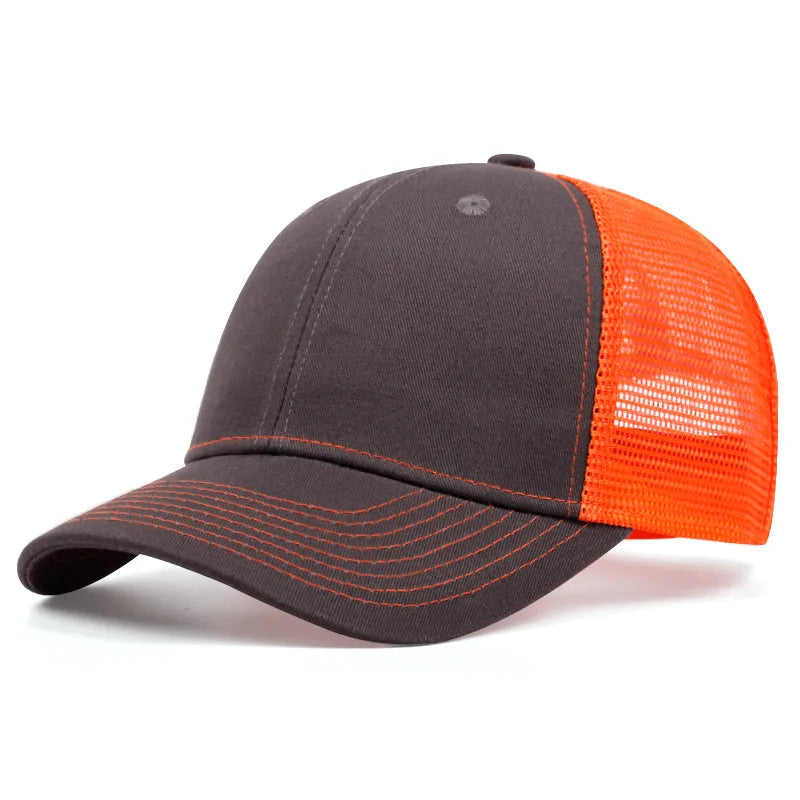 Ventilated Mesh Baseball Cap – Breathable Summer Trucker Hat for Men & Women Orange Adjustable