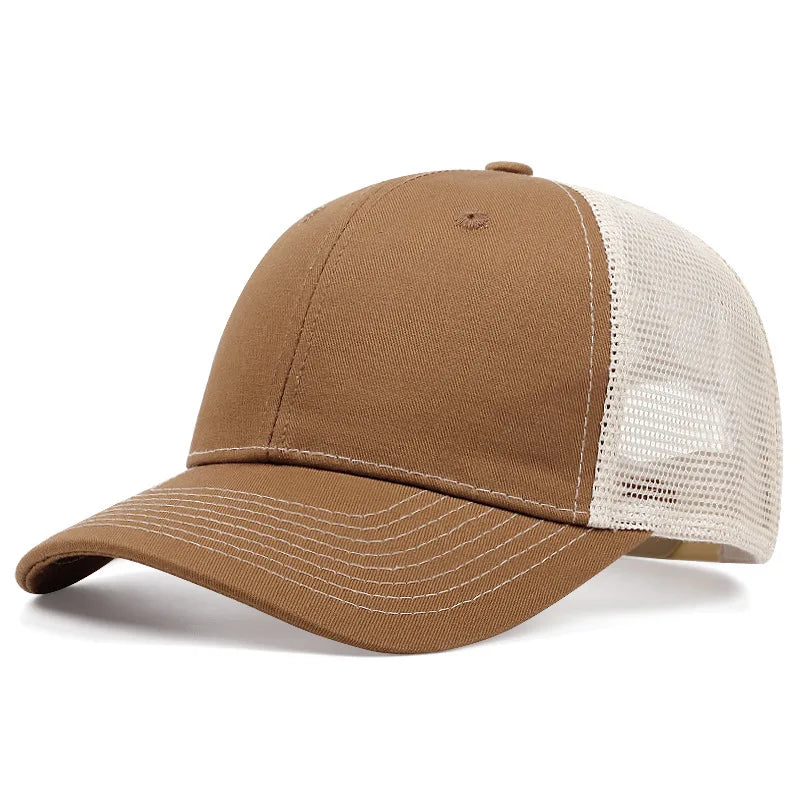 Ventilated Mesh Baseball Cap – Breathable Summer Trucker Hat for Men & Women Chocolate Adjustable