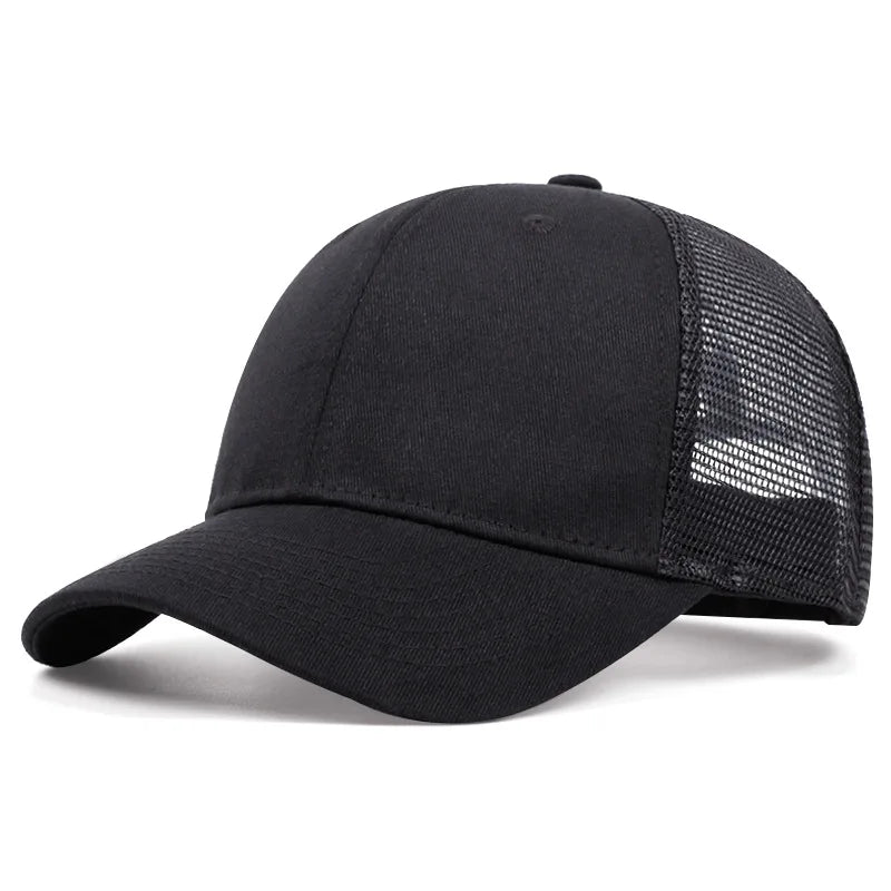 Ventilated Mesh Baseball Cap – Breathable Summer Trucker Hat for Men & Women Black Adjustable
