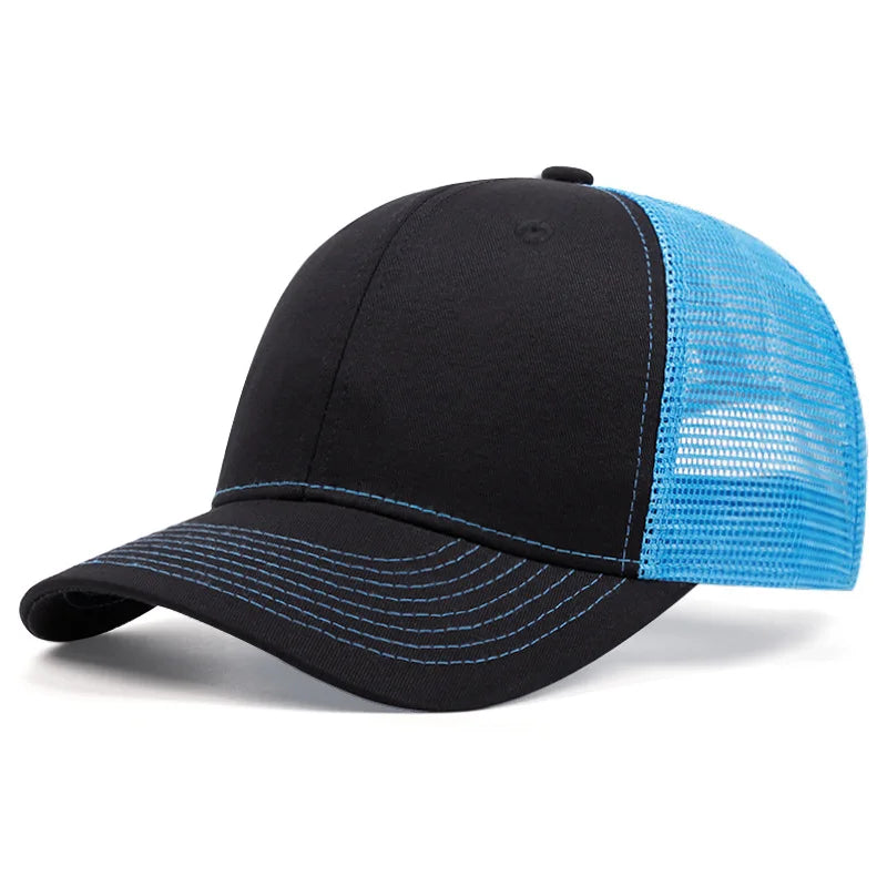 Ventilated Mesh Baseball Cap – Breathable Summer Trucker Hat for Men & Women Blue Adjustable