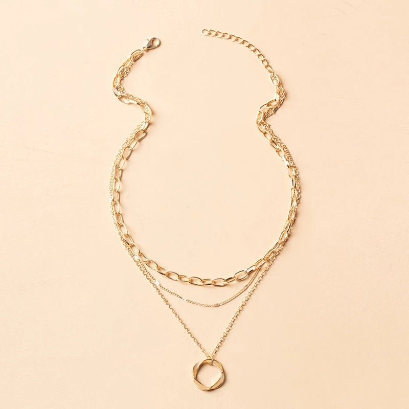 Vintage Layered Chain & Pendant Necklace – Teehit