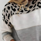 Viola Women's Colorblock Leopard Print Soft Knitted Sweater