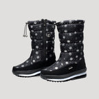 Nordic | Women’s Warm & Insulated Waterproof Winter Boots – Chic Artisan Grip & Refined Slimming Silhouette Black With Pattern