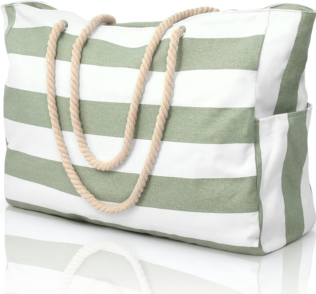 Waterproof Extra-Large Beach Bag with Pockets for Weekend Trips green