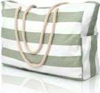 Waterproof Extra-Large Beach Bag with Pockets for Weekend Trips green