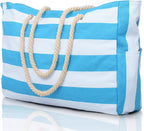 Waterproof Extra-Large Beach Bag with Pockets for Weekend Trips light blue