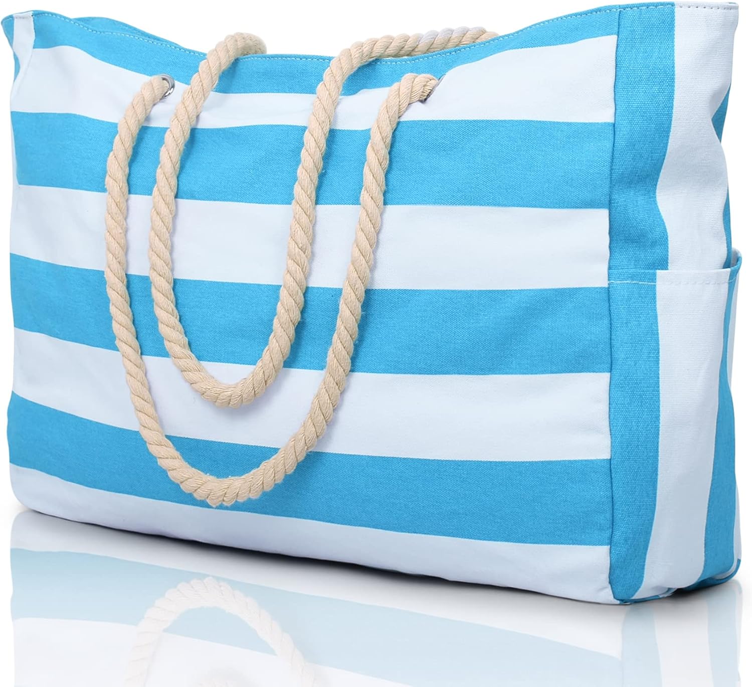 Waterproof Extra-Large Beach Bag with Pockets for Weekend Trips light blue