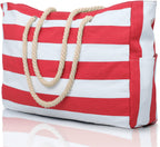Waterproof Extra-Large Beach Bag with Pockets for Weekend Trips red