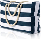 Waterproof Extra-Large Beach Bag with Pockets for Weekend Trips dark blue
