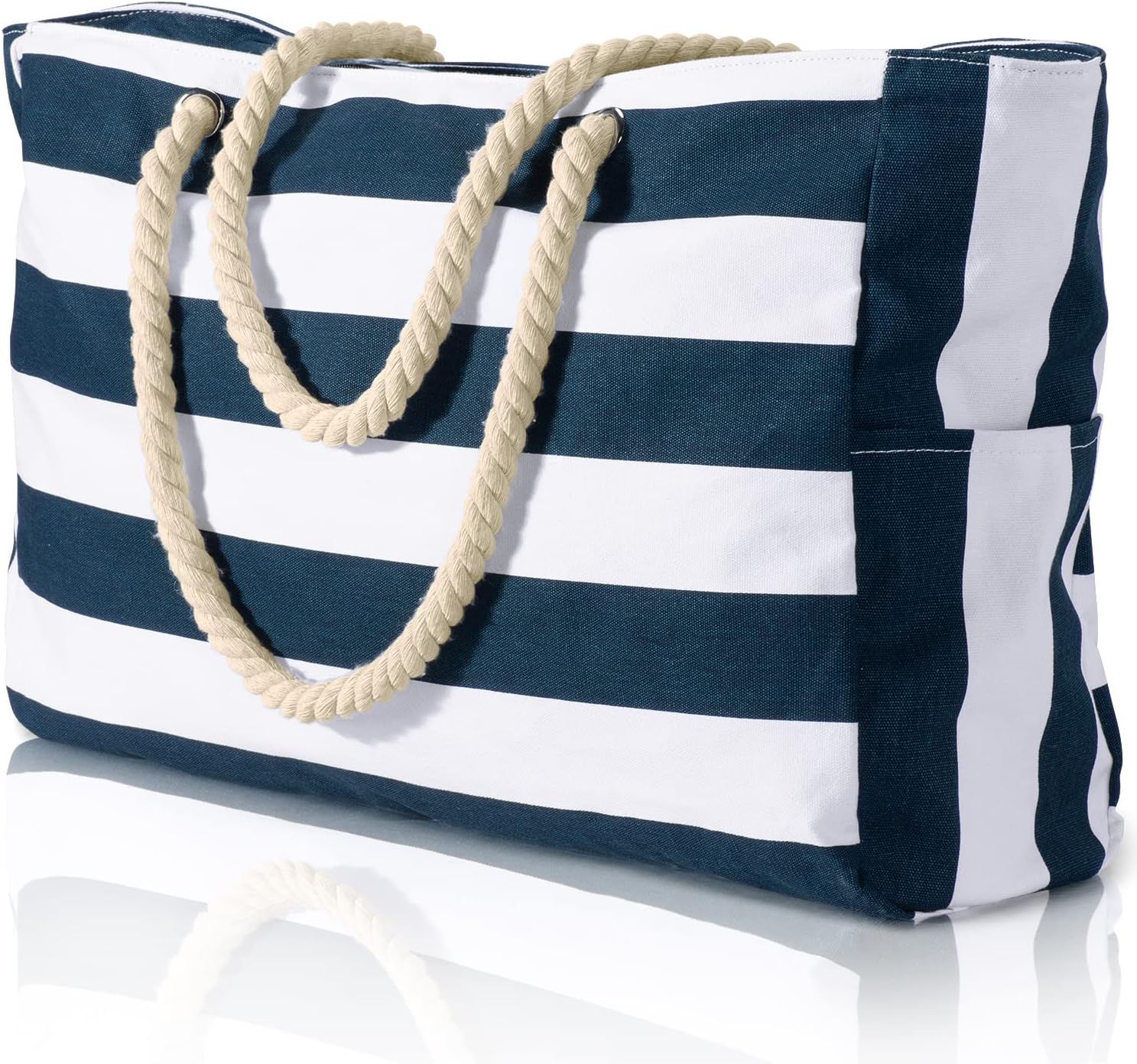 Waterproof Extra-Large Beach Bag with Pockets for Weekend Trips dark blue