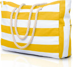 Waterproof Extra-Large Beach Bag with Pockets for Weekend Trips yellow