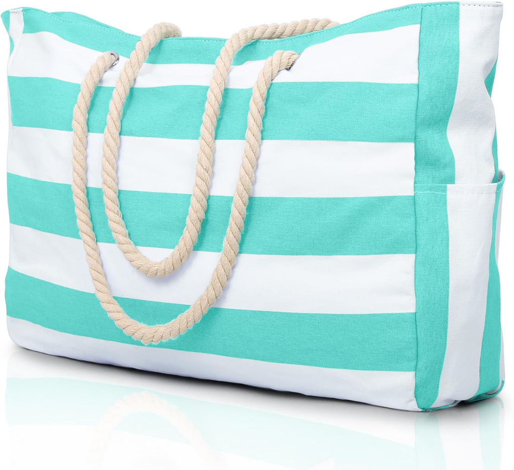 Waterproof Extra-Large Beach Bag with Pockets for Weekend Trips mint green