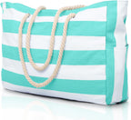 Waterproof Extra-Large Beach Bag with Pockets for Weekend Trips mint green