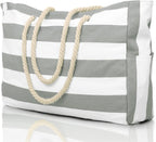 Waterproof Extra-Large Beach Bag with Pockets for Weekend Trips light grey