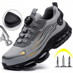 Work Shoes Men | Safety Shoes | Anti-Slip Grip & Quick Twist Closure Gray