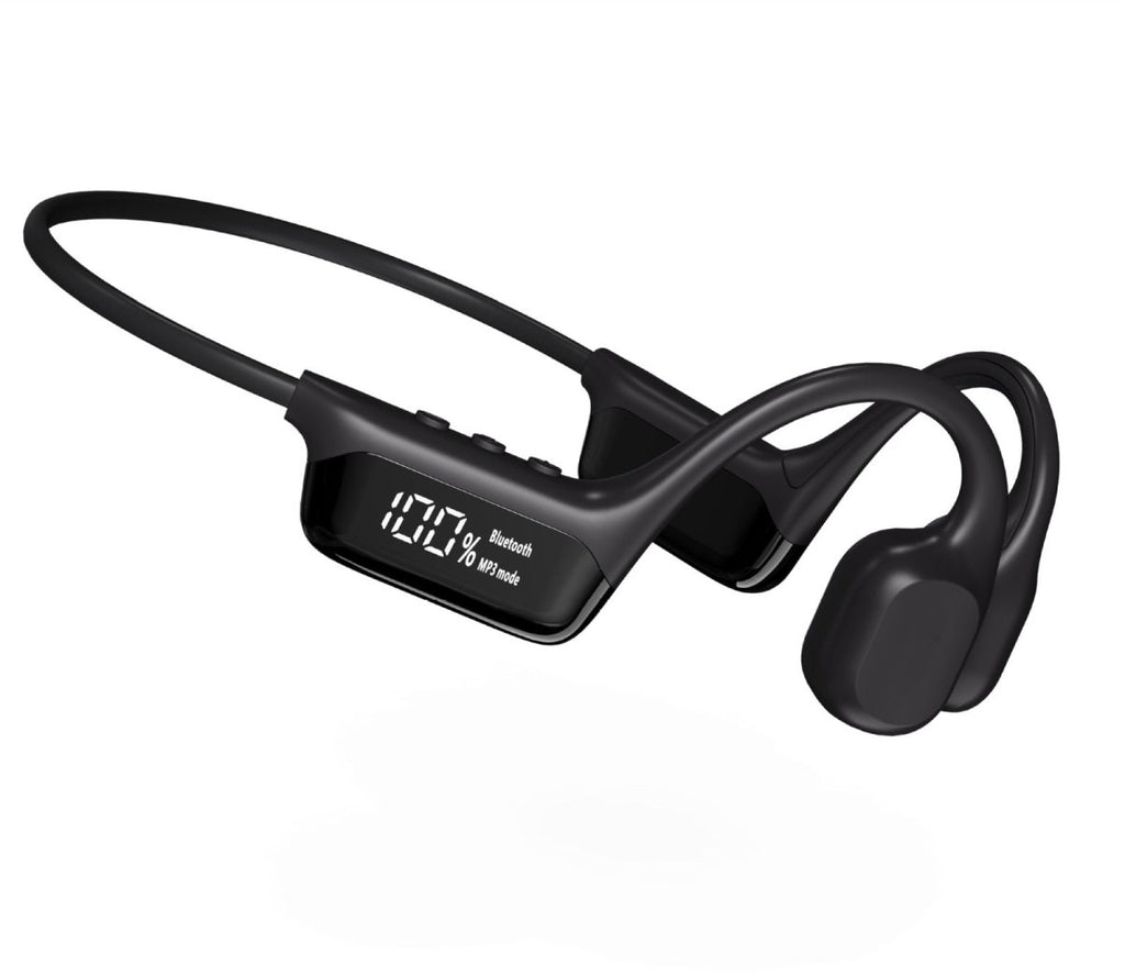 Waterproof Bone Conduction Swimming Headphones – Bluetooth 5.4 with Built-In MP3 Player & 32GB, IPX8, 4 Colors Black