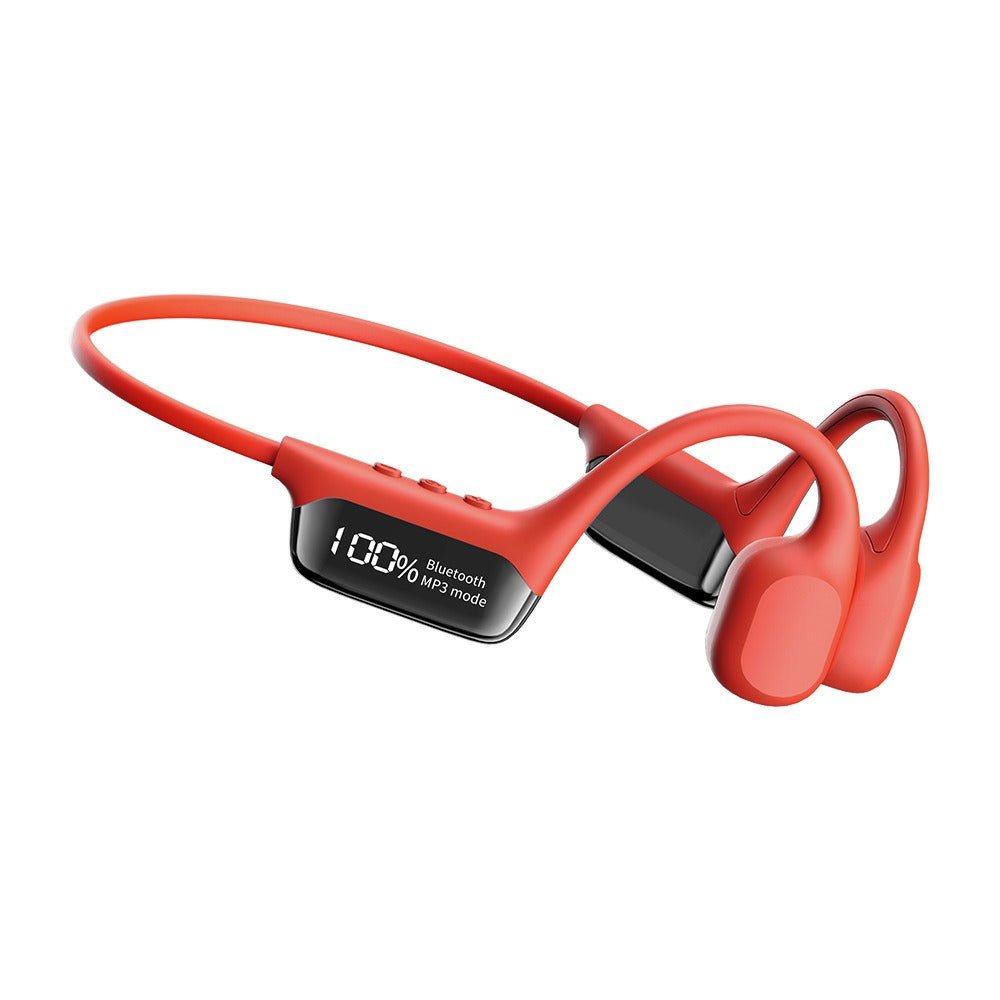 Waterproof Bone Conduction Swimming Headphones – Bluetooth 5.4 with Built-In MP3 Player & 32GB, IPX8, 4 Colors Red