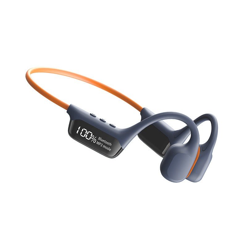 Waterproof Bone Conduction Swimming Headphones – Bluetooth 5.4 with Built-In MP3 Player & 32GB, IPX8, 4 Colors Orange Blue