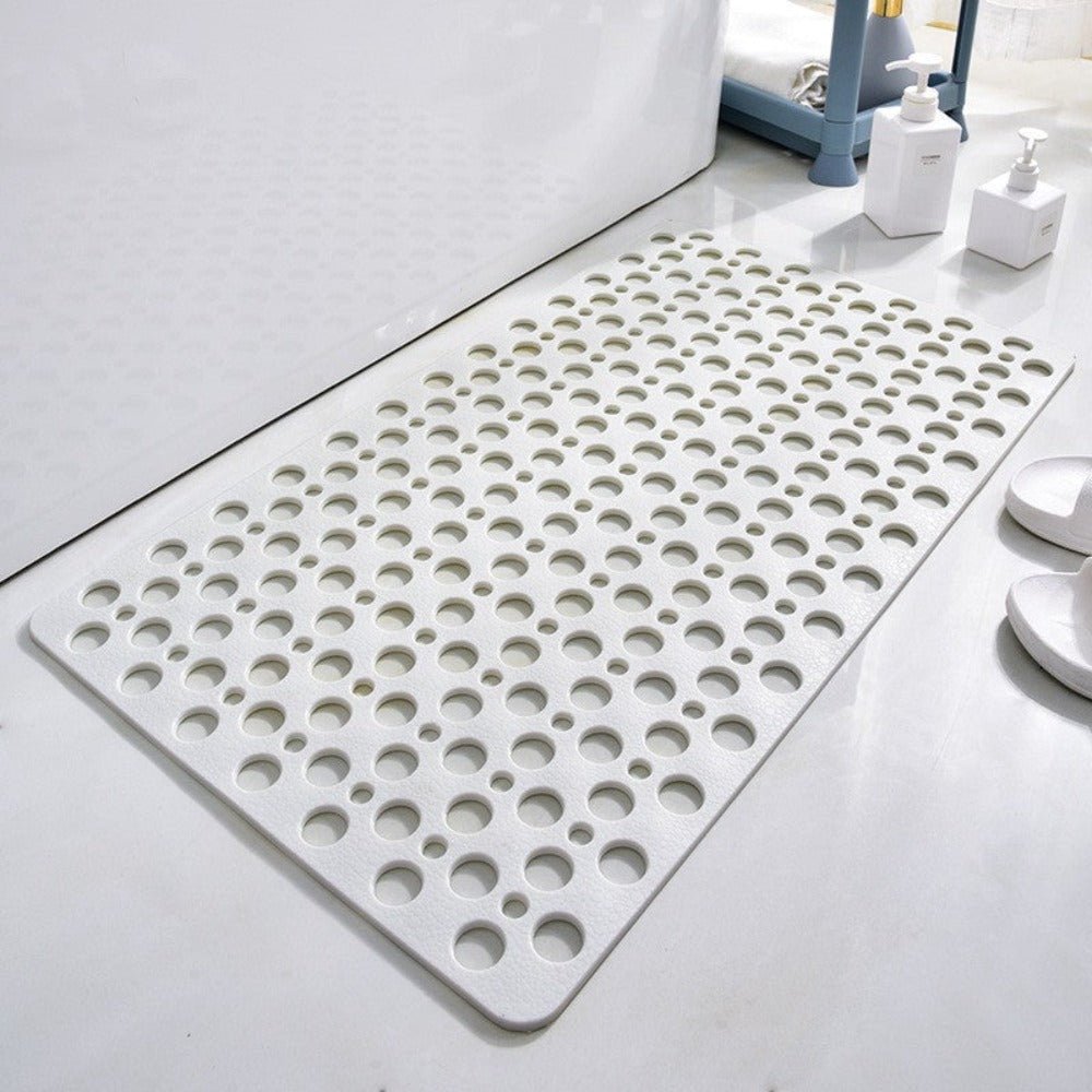 Non-Slip Shower Mat – Bathtub Mat with Suction Cups & Drain Holes, Easy to Clean, 6 Colors, 4 Sizes White