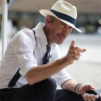 White felt fedora with black band, one size fits all