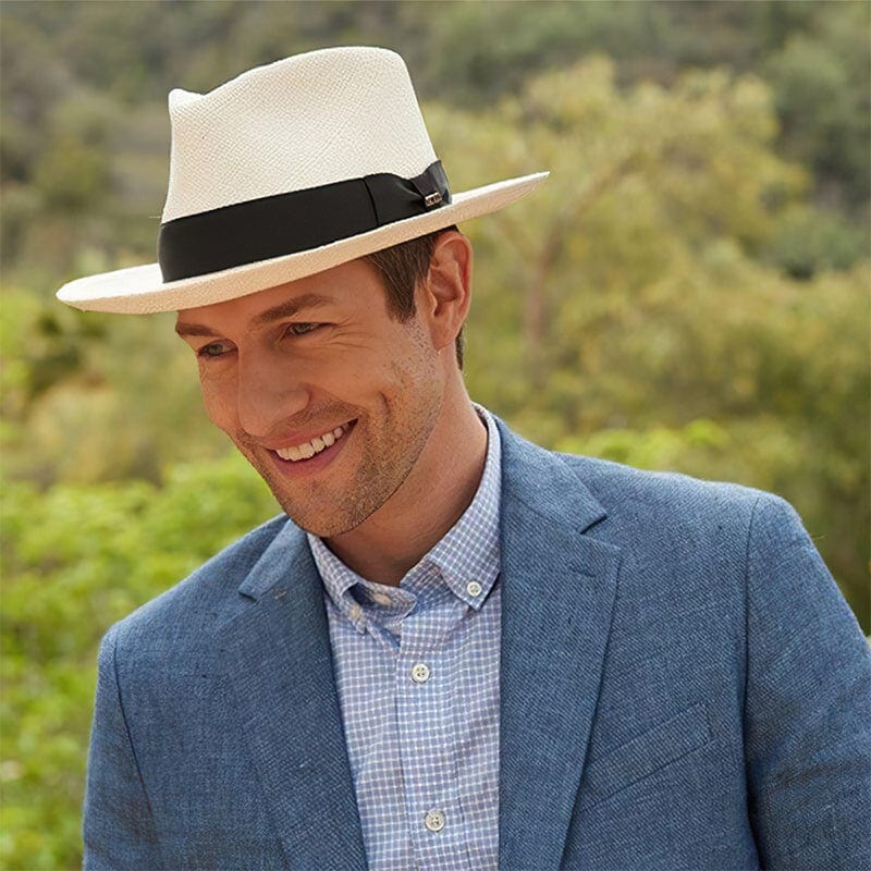 White felt fedora with black band, one size fits all