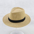 White felt fedora with black band, one size fits all Khaki