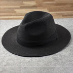White felt fedora with black band, one size fits all Black