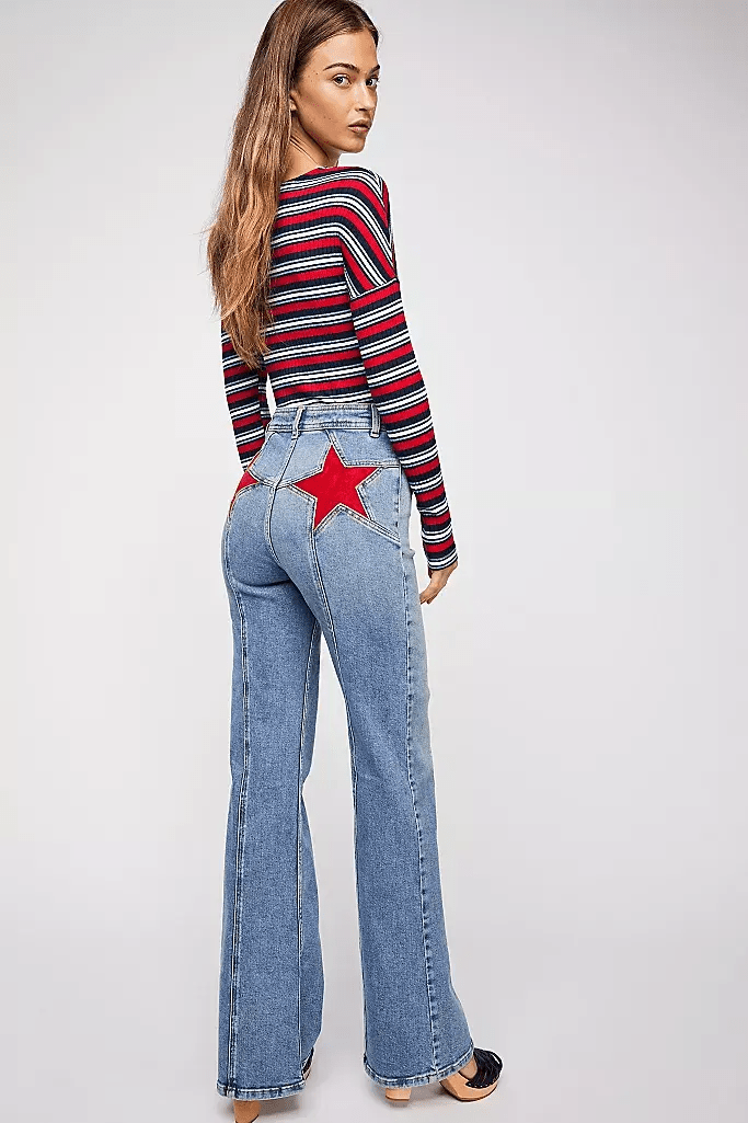 Who's That Girl | Women's Flare Jeans High Waisted Retro Streetwear