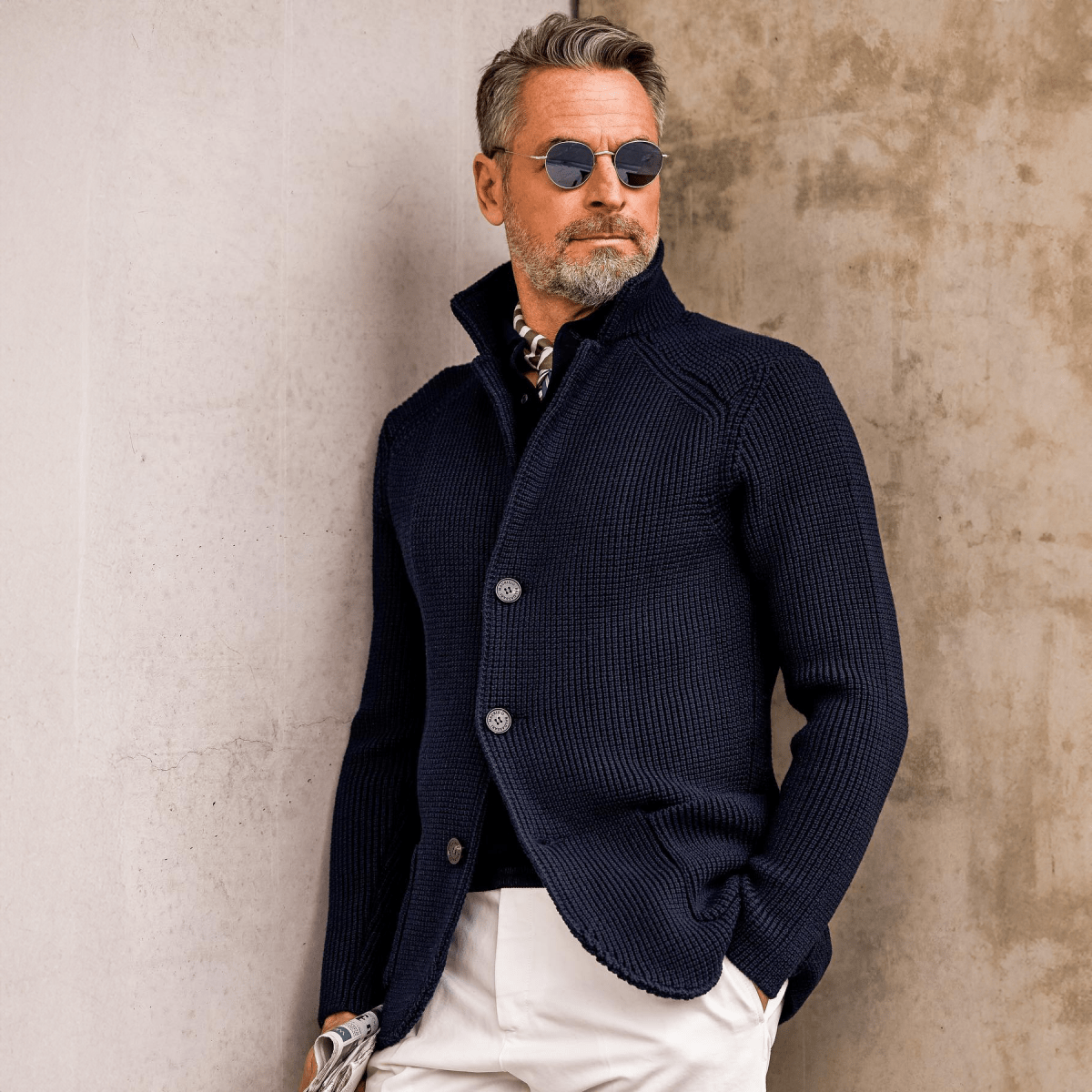 Hermosa | Men’s Cardigan | Button Front Stand Collar