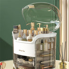 Luxury Makeup Organizer – Dustproof Makeup Storage Box with Compartments, Vanity Cosmetic Organizer, Green or White