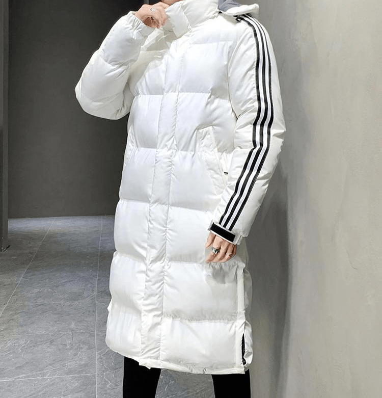 Nisyros | Long Hooded Winter Coat for Men | Ideal for the Cold Season White