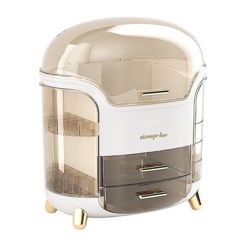 Luxury Makeup Organizer – Dustproof Makeup Storage Box with Compartments, Vanity Cosmetic Organizer, Green or White