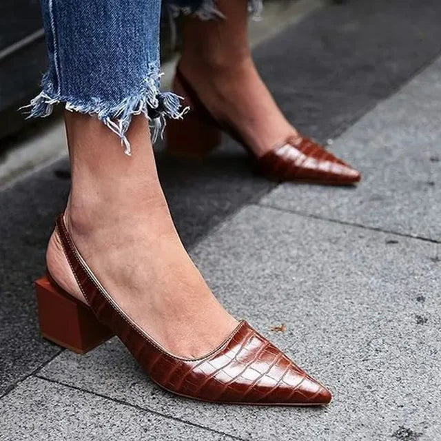 Louisa | Women’s Slingback Heels Dark Brown