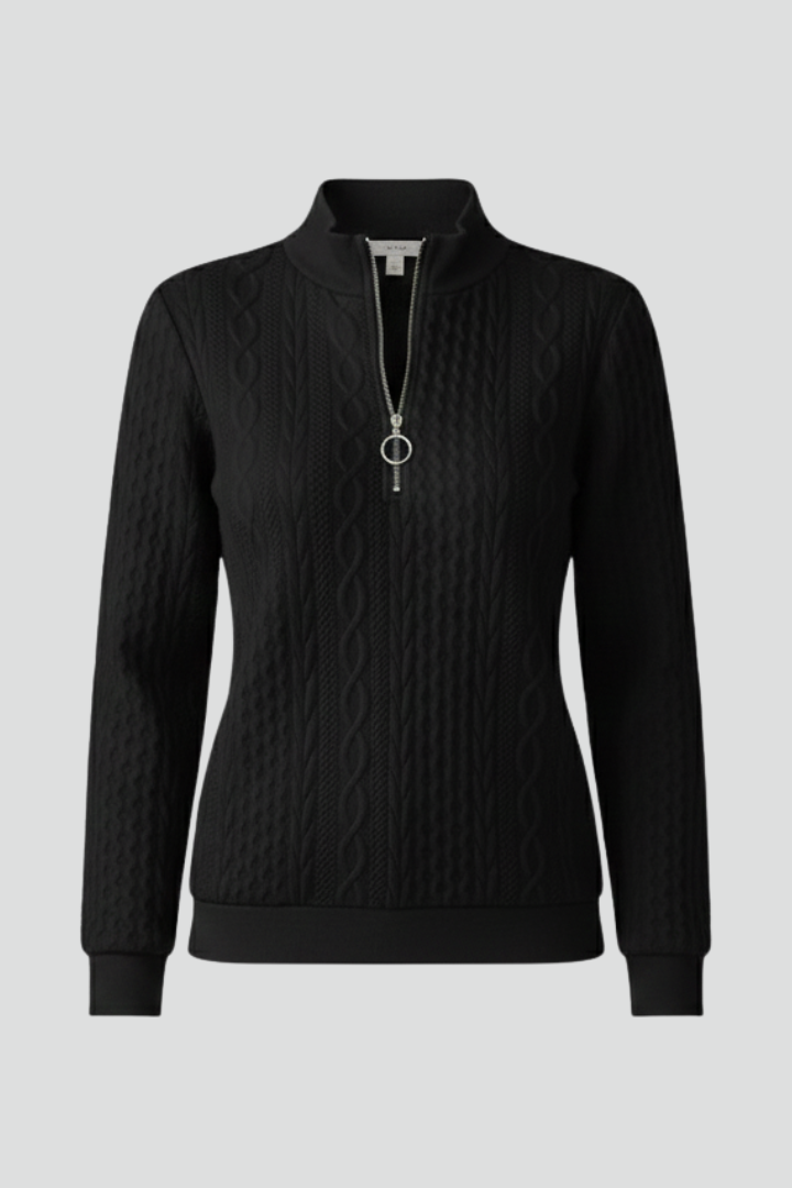 Bersh | Women’s Jumper with Zip Neck and Cable Knit Texture