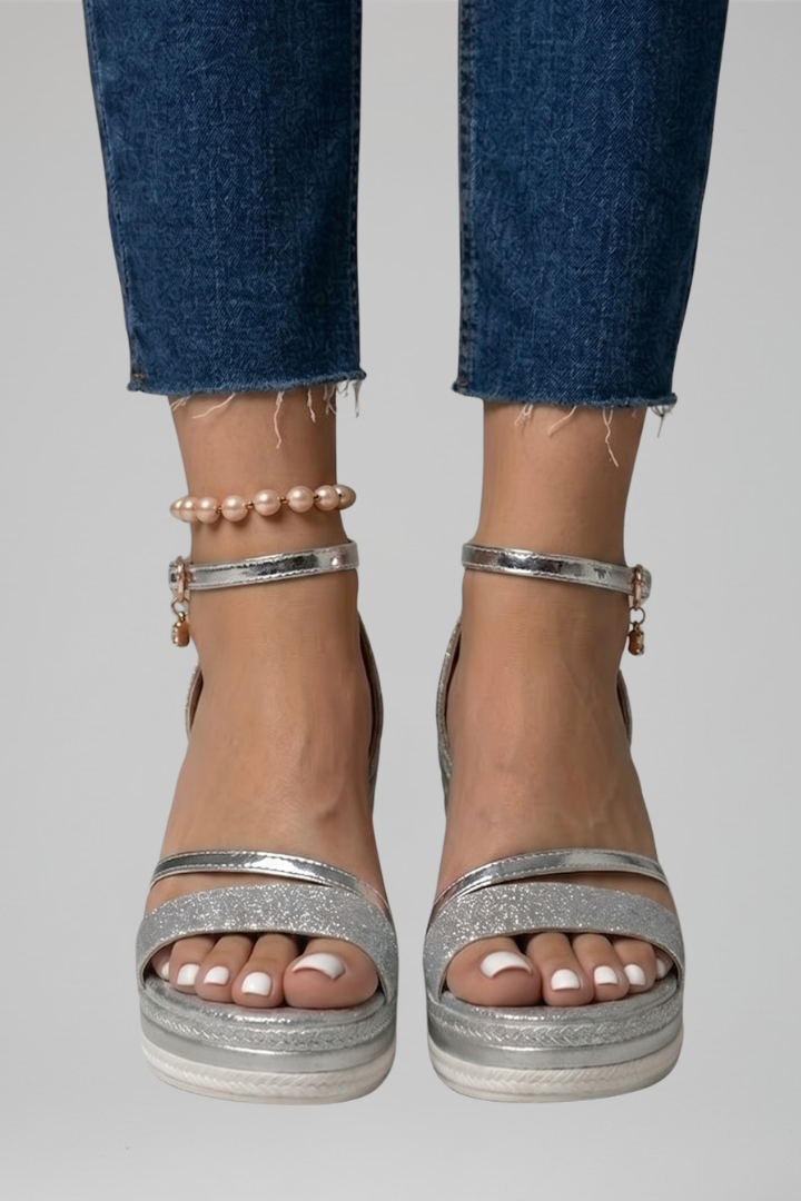 Women's Orthopaedic Cushioned Sandals with Slip-On Design for All-Day Comfort Silver
