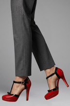 Inspire | Women's Heels with T Strap Design for Formal Occasions Red