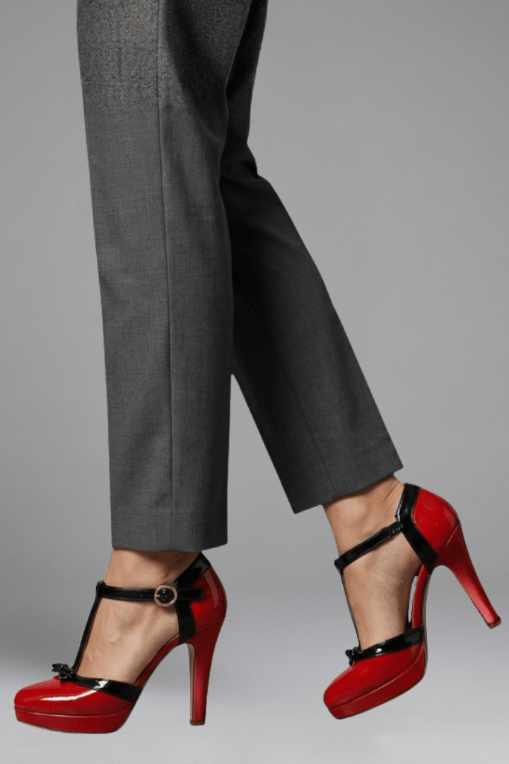 Inspire | Women's Heels with T Strap Design for Formal Occasions Red