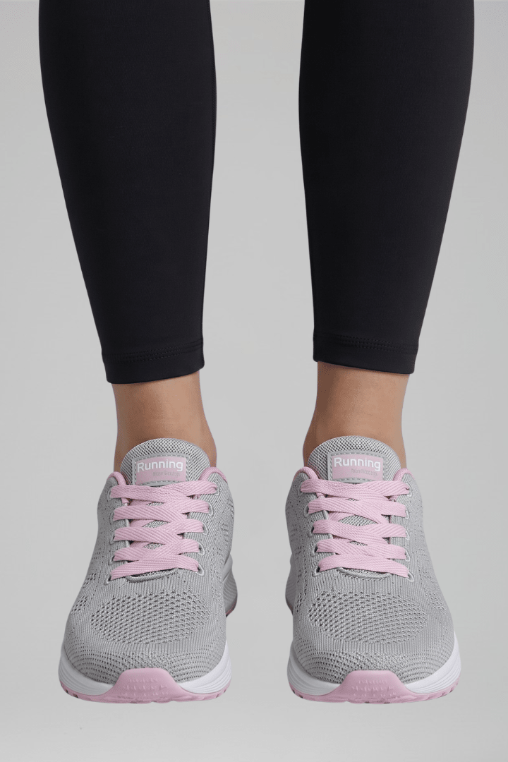 Mechi | Women’s Orthopaedic Walking Shoes with Lace-Up Closure for All-Day Comfort Gray Pink