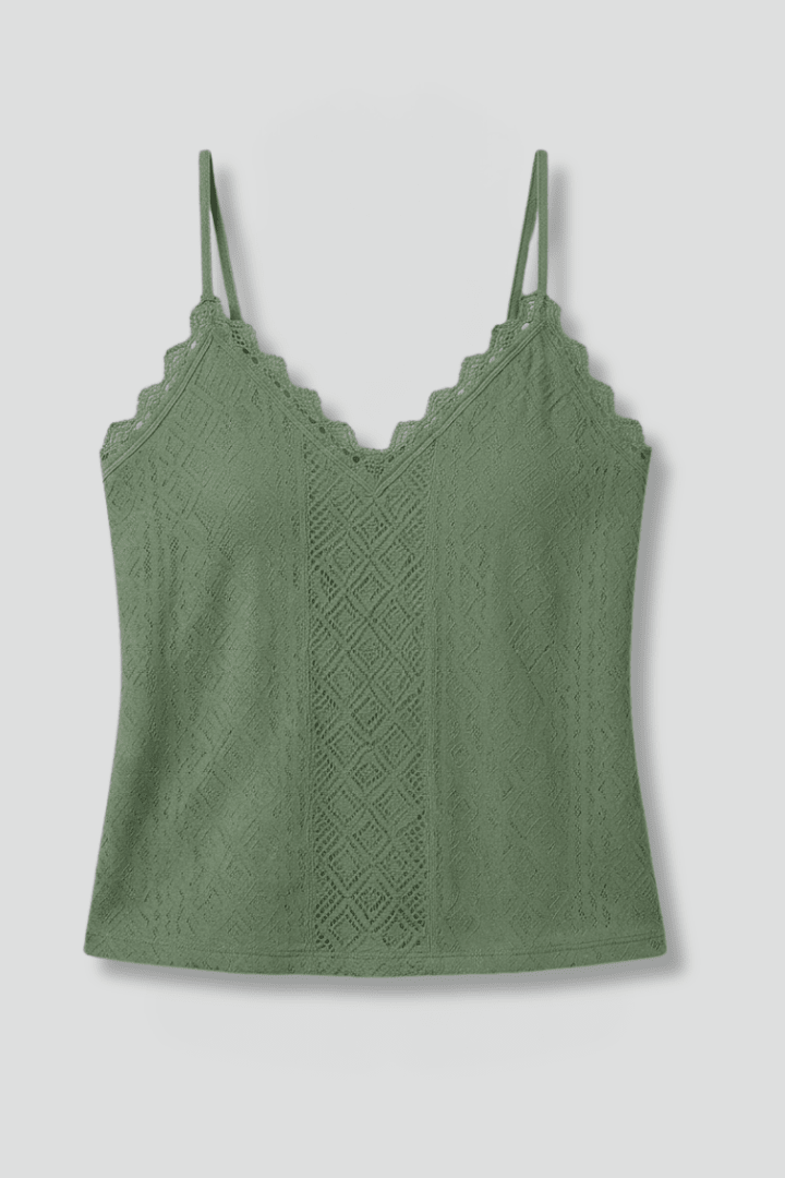 Mechi | Women’s Sleeveless Top with V Neck and Lace Detail