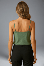 Mechi | Women’s Sleeveless Top with V Neck and Lace Detail