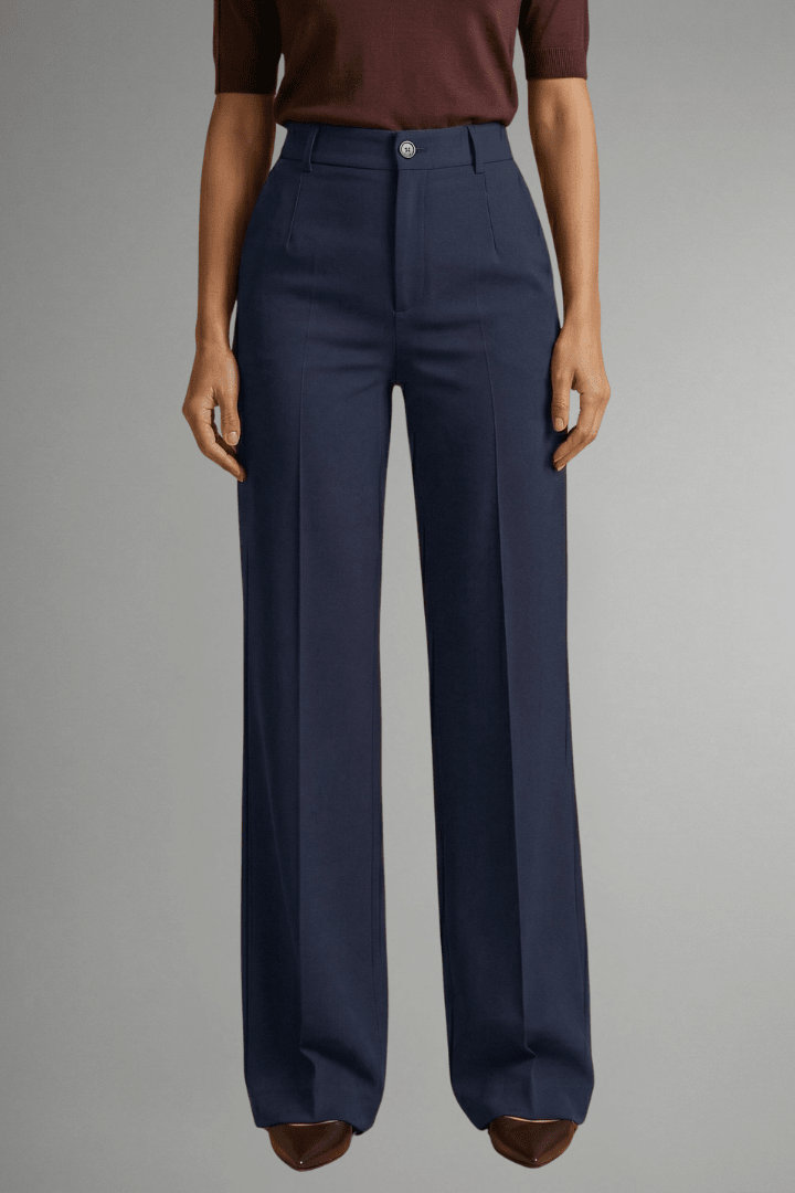 Zahara | Women’s Trousers with High Waist and Straight Leg Dark Blue