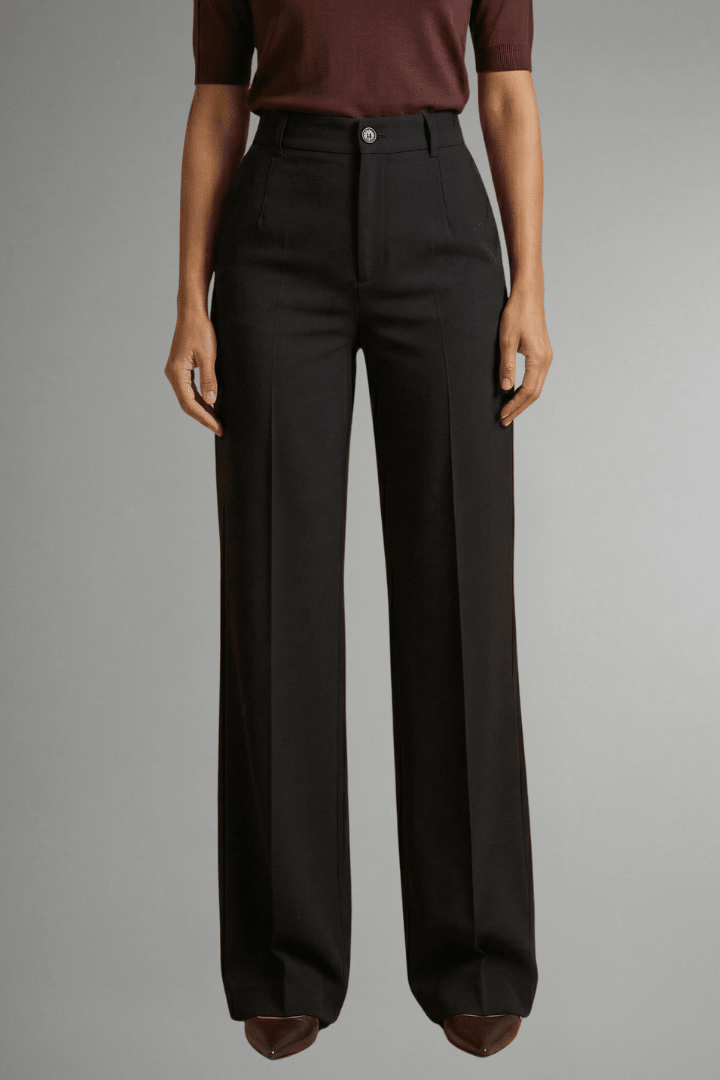 Zahara | Women’s Trousers with High Waist and Straight Leg Black
