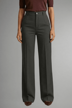 Zahara | Women’s Trousers with High Waist and Straight Leg Dark Grey