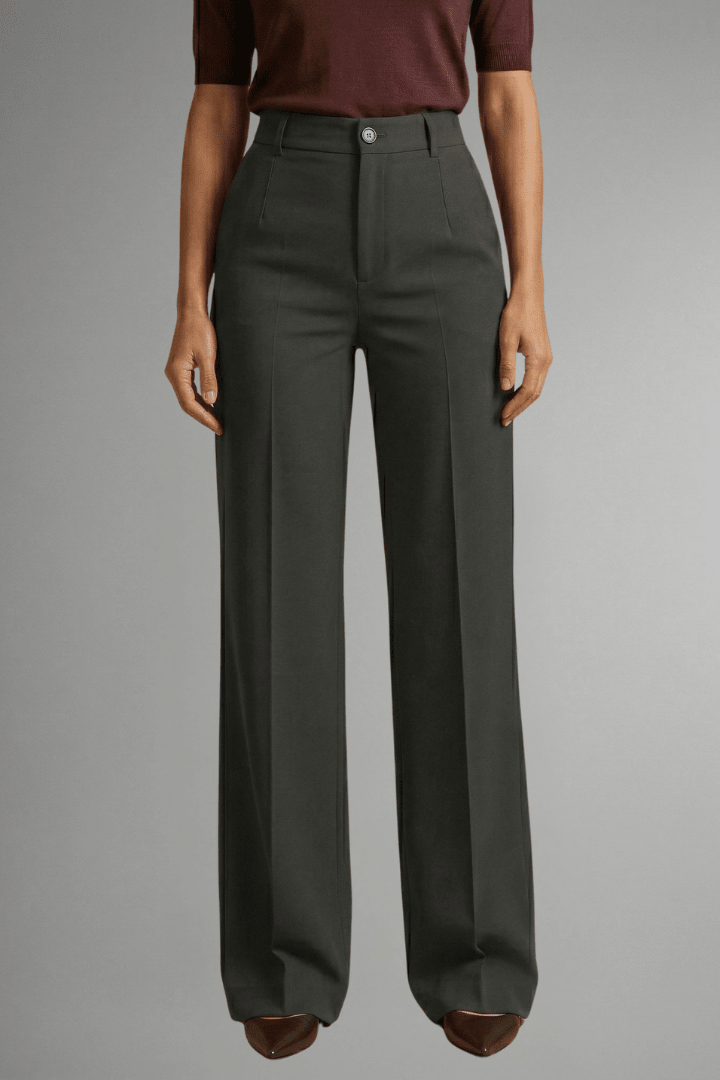 Zahara | Women’s Trousers with High Waist and Straight Leg Dark Grey