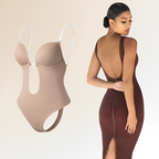Women's Backless Bodysuit Bra, Slim Elegance, Invisible Beige