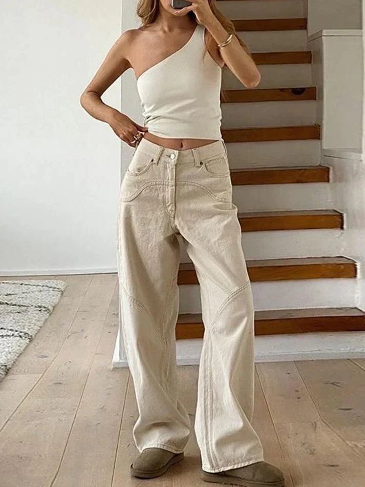 Damaris | Women's Baggy Jeans Cotton Vintage Style Relaxed Fit Boyfriend Denim