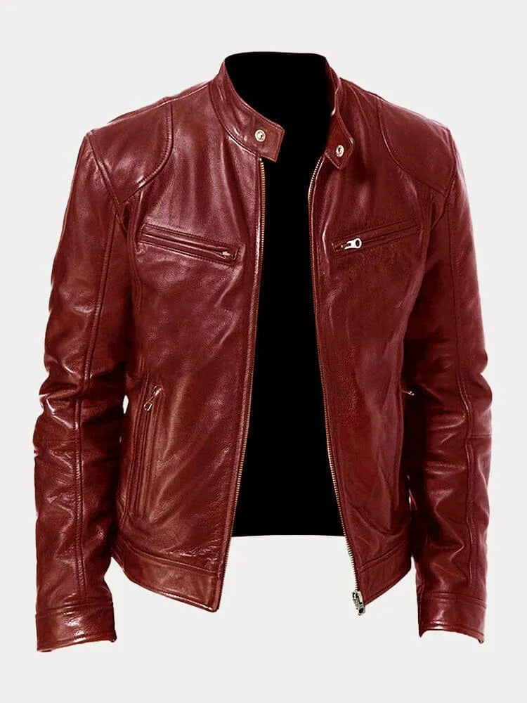 Lederjacke Damen Biker mit Stehkragen – Ansicht 10