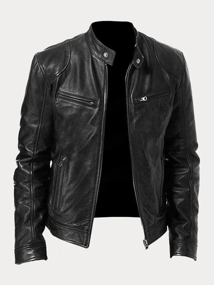 Lederjacke Damen Biker mit Stehkragen – Ansicht 8